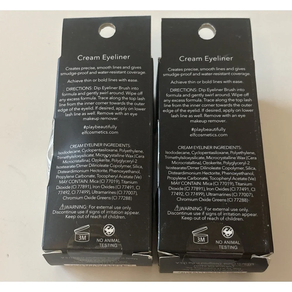 2 e.l.f. Cream Eyeliner, WITH BRUSH Water-Resistant Smudge-Proof, Black, 0.17 Oz